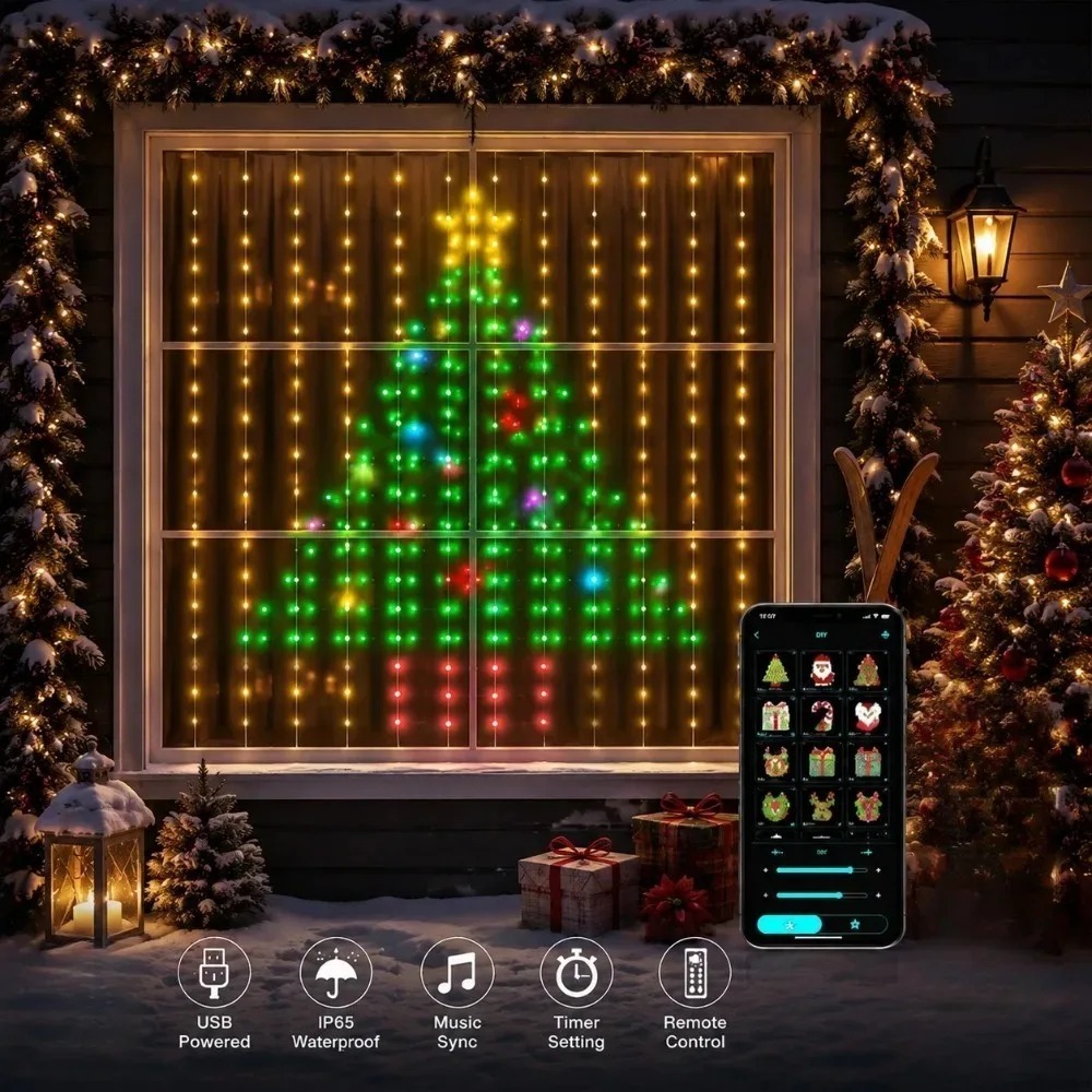 Smart Home Decor - LED Pixel Curtain Lights Bluetooth APP