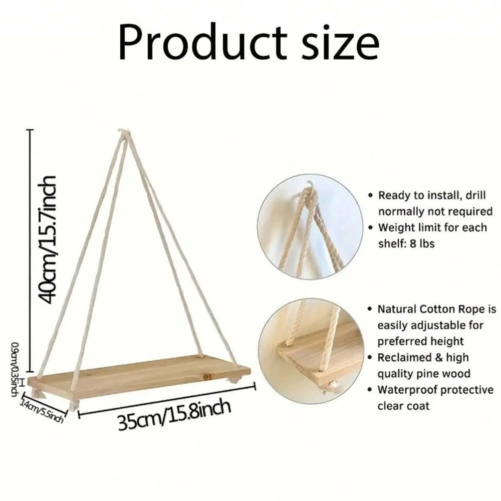 1pc Wood Hanging Shelve Swing  - đánh giá và giá Smart Home Decor