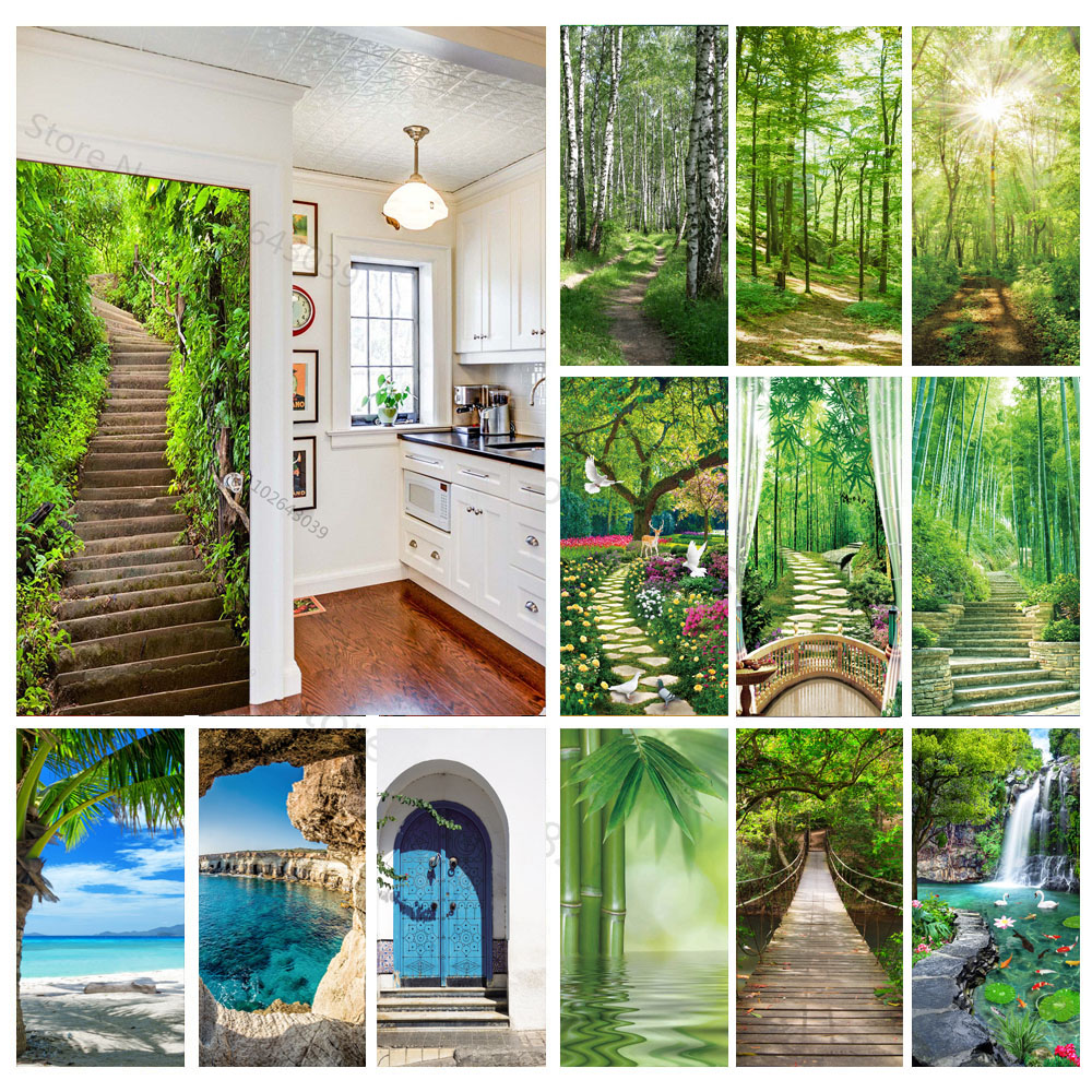 Steps Forest 3D Door Stickers  - đánh giá và giá Smart Home Decor
